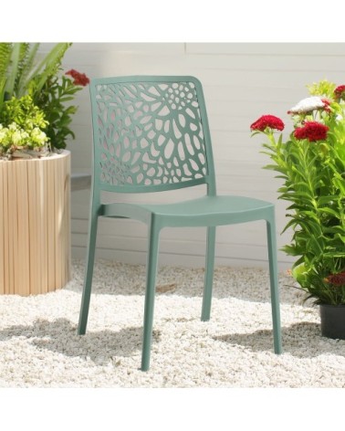 Lot de 4 chaises de jardin empilables en polypropylène vert