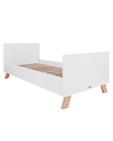 Lit 90x200 sommier inclus blanc naturel