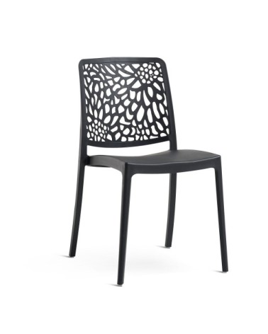 Lot de 4 chaises de jardin empilables en polypropylène noir