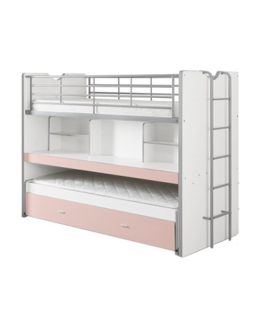 Lit combiné 80 90x200 sommier inclus rose