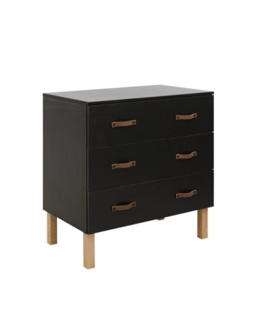 Commode 3 tiroirs noir mat naturel