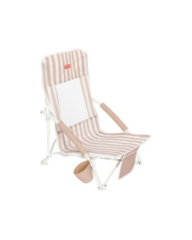 Chaise plage légère accoudoirs acier polyester beige