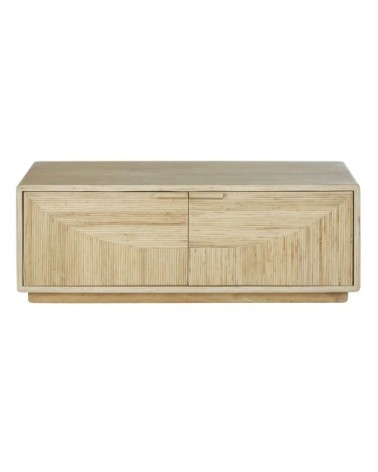 Meuble TV 2 portes en marqueterie de rotin