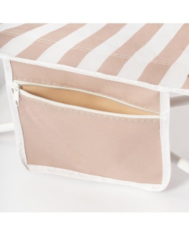 Chaise plage légère accoudoirs acier polyester beige