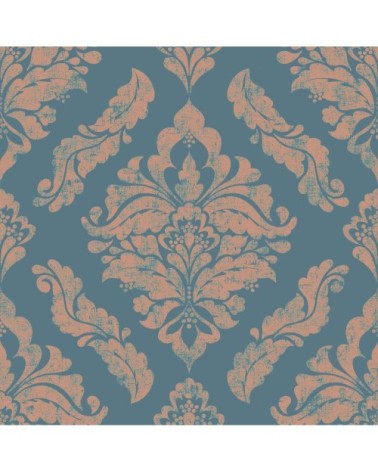 Papier peint intissé Damaris métallique turquoise 1005x52cm