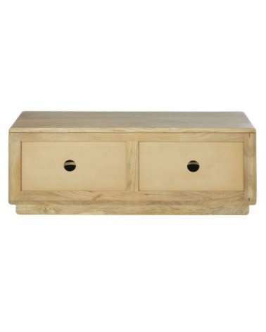 Meuble TV 2 portes en marqueterie de rotin