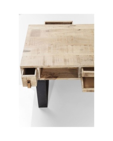 Table basse en manguier sculpté et acier