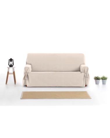 Housse de canapé 2 places avec des rubans beige 140 - 180 cm