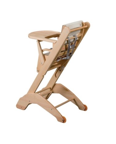 Chaise haute bébé évolutive en bois vernis naturel