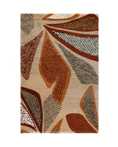Tapis design motif végétal fond beige sable 120x170