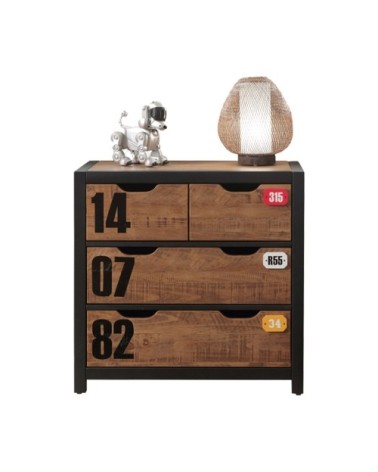 Commode 4 tiroirs noir naturel