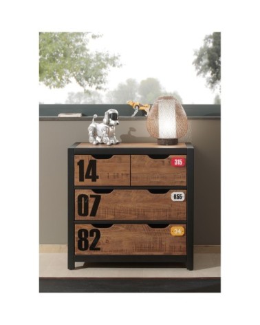 Commode 4 tiroirs noir naturel