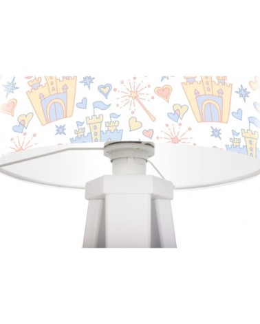 Lampe de chevet enfant trépied abat jour blanc et multicolore