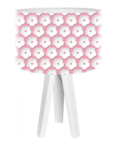 Lampe de chevet enfant trépied blanc abat jour rose