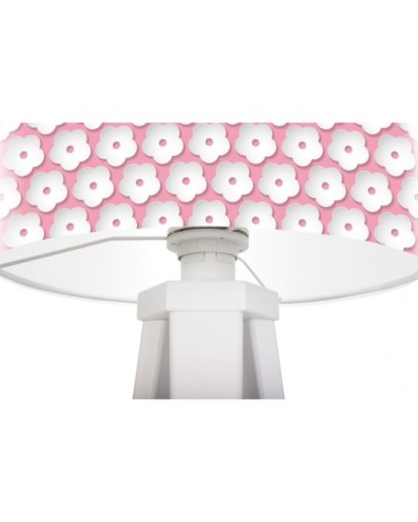 Lampe de chevet enfant trépied blanc abat jour rose