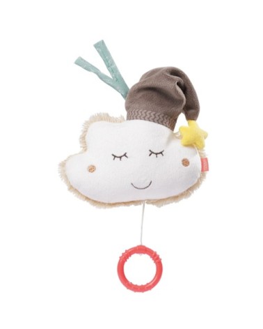 Peluche musicale bébé nuage Ecru/Chocolat 14 cm