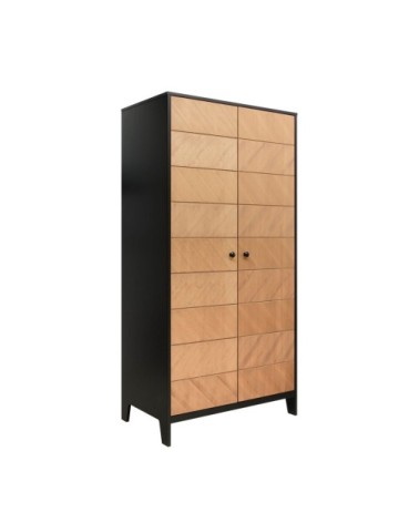 Armoire 2 portes noir naturel naturel