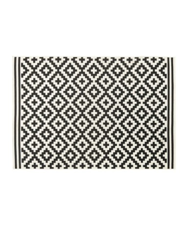 Tapis en polypropylène blanc motifs graphiques noirs 160x230