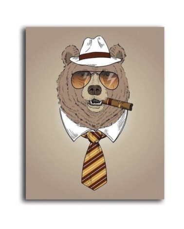 Tableau enfant bear with cigar marron 70x100