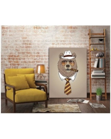 Tableau enfant bear with cigar marron 70x100