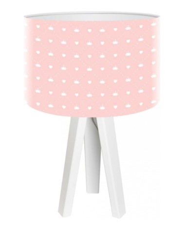 Lampe de chevet enfant trépied blanc abat jour rose