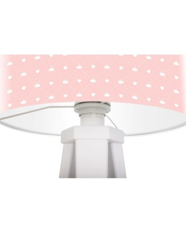 Lampe de chevet enfant trépied blanc abat jour rose