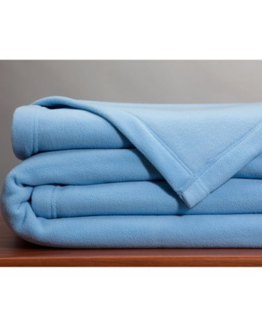 Couverture polaire 260x240 bleu ciel en microfibre 350g/m²