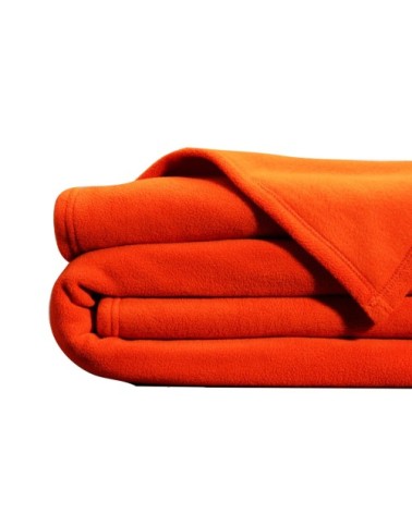 Couverture polaire 220x240 orange en microfibre 350g/m²