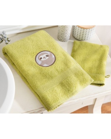 Serviette de bain enfant vert 70x130 en coton