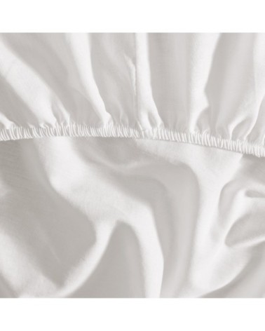 Drap housse en coton bio lavé Blanc 160x200 cm
