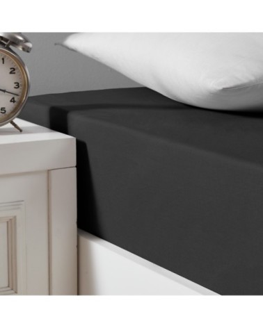 Drap housse en coton bio lavé Carbone 180x200 cm