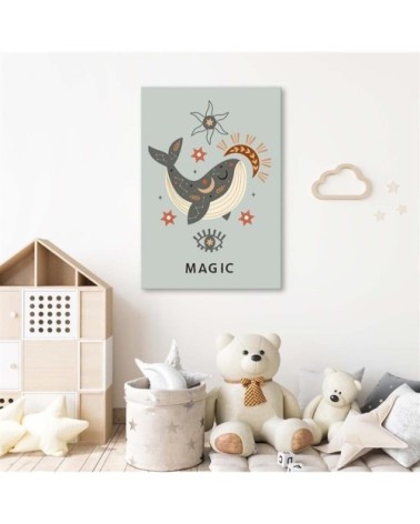 Tableau enfant magical whale gris 40x50