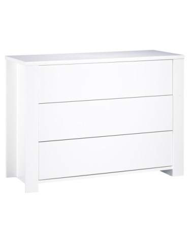 Commode 3 tiroirs 94x130x52cm en Bois Blanc