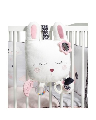 Jouet d'activités Musical Lapin à LED en Velours Blanc