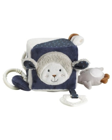 Cube d'activités bébé en Velours Bleu