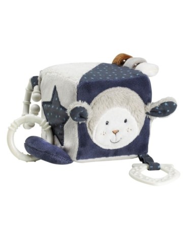 Cube d'activités bébé en Velours Bleu