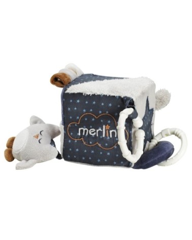 Cube d'activités bébé en Velours Bleu