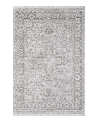 Tapis vintage motif d'antan avec franges beige 120x170