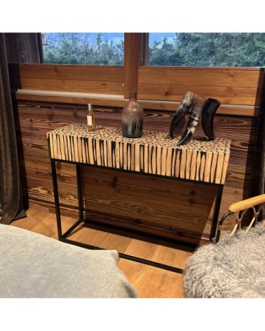 Console en métal et teck 100x30xh75cm