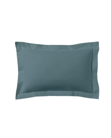 Taie d'oreiller unie en coton, Made in France bleu 50x70