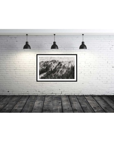 Affiche sous cadre noir paysage rayons de lumière 45x30cm