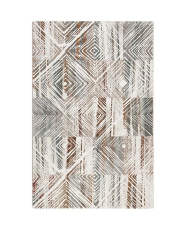 Tapis design original tons de gris et brique 200x290