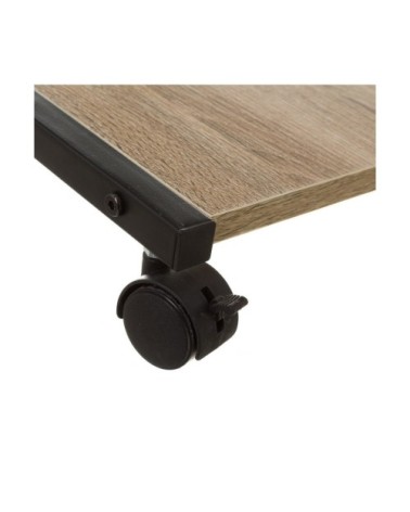Table d'appoint bout de canapé en bois et métal noir sur roulettes