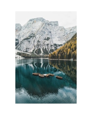 Tableau sur verre lac et montagnes 45x65 cm