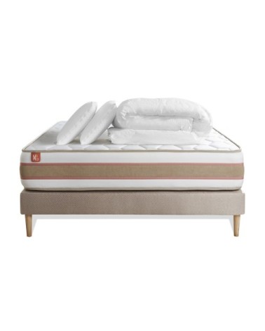 Pack matelas sommier kit 160x200 oreiller couette