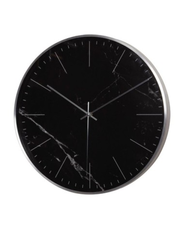 Horloge murale ronde noire effet marbre D40cm