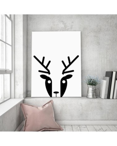 Tableau enfant contrast deer noir et blanc 40x60