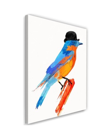 Tableau enfant bird in a bowler hat orange 70x100