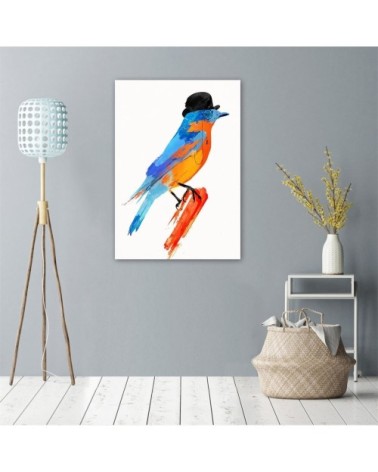 Tableau enfant bird in a bowler hat orange 70x100