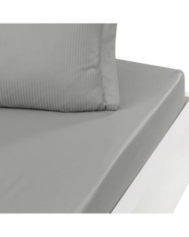 Drap housse uni en satin de coton Gris Acier 140x190 cm